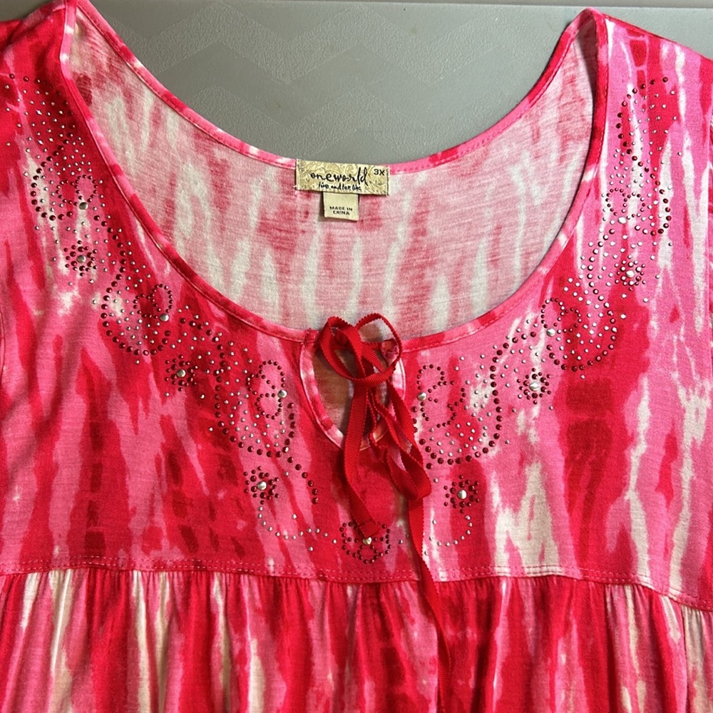 One World Boho short sleeve top in 3X